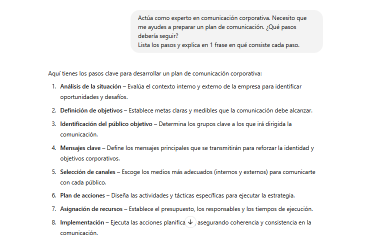 Crear el plan de comunicación de tu empresa con IA - Prompts - Comunicae